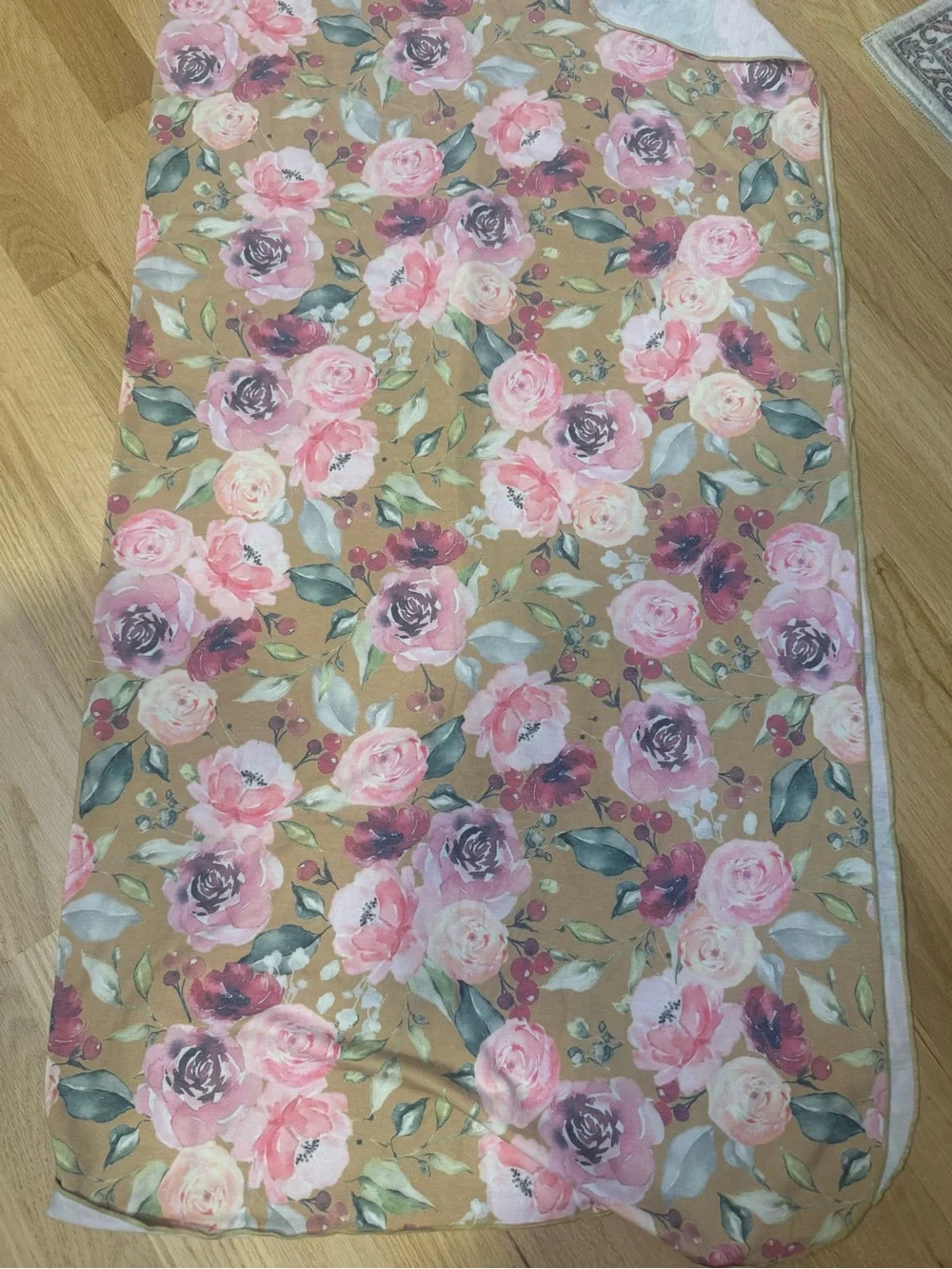 Toby / Floral Baby Swaddle Sack with Pink Rose Print